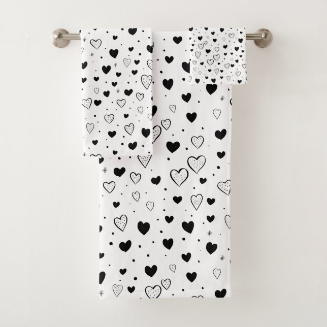 Modern Hearts Pattern Badhandtuch Set (Insitu)