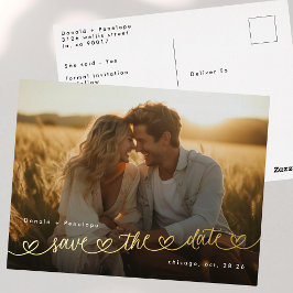 Modern Hearts Save The Date Photo Wedding Website Folie Einladungspostkarte