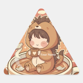 Modern Hedgehog Coffee Triangle Tech Decal Dreieckiger Aufkleber