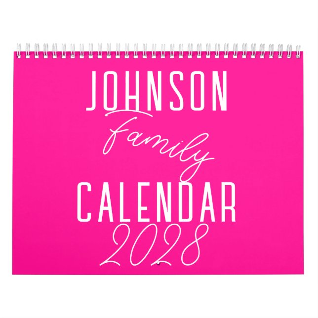 Modern heißen rosa Familienname Kalender (Titelbild)