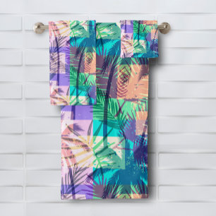 Modern Hell Tropical Palms Muster Badhandtuch Set