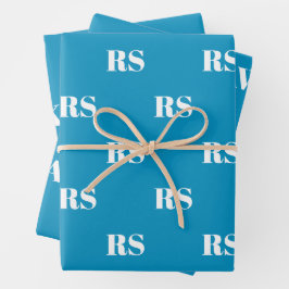 Modern hellblau angepasstes Monogramm-Anfangsmuste Geschenkpapier Set