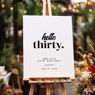 Modern Hello 30. Geburtstag Begrüßungszeichen Poster