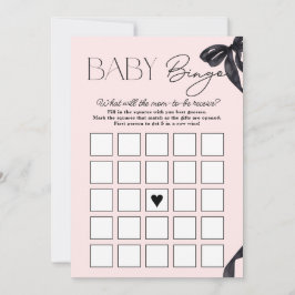Modern Hello Baby Bow Baby Showbaby Bingo Card Einladung