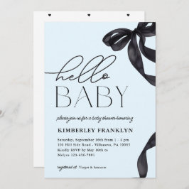Modern Hello Baby Bow Baby Shower Einladung