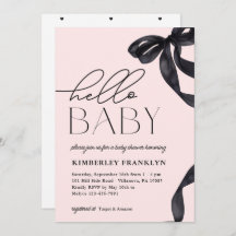 Modern Hello Baby Bow Girl Baby Shower Einladung