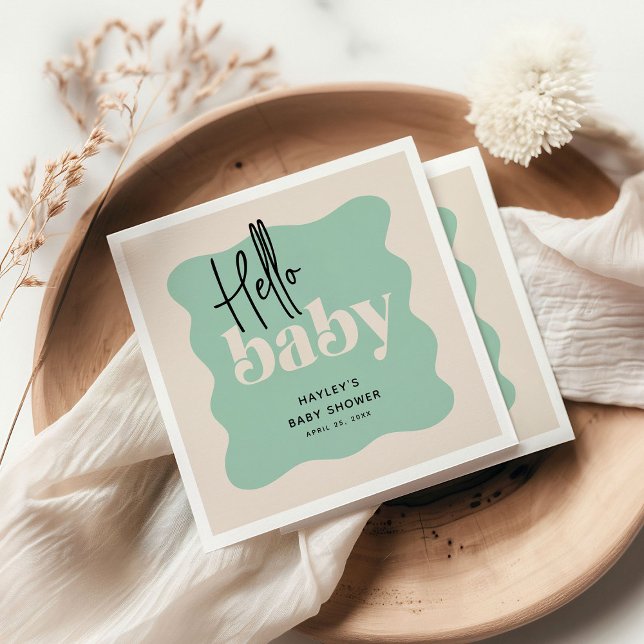 Modern Hello Baby Mint & Cream Baby Dusche Serviette (Von Creator hochgeladen)