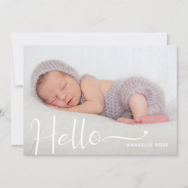 Modern Hello Baby Photo Birth Announcement Ankündigung (Vorderseite)