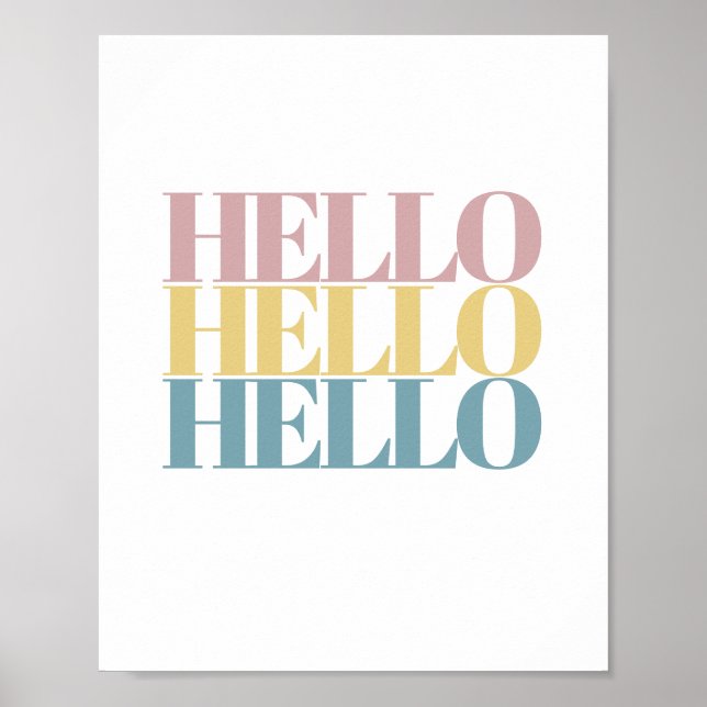 Modern Hello Bold Color Minimalistisch Poster (Vorne)