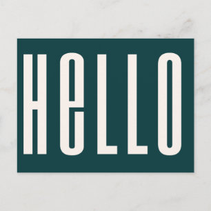 Modern Hello Dark Green Bold Simple Minimalistis Postkarte