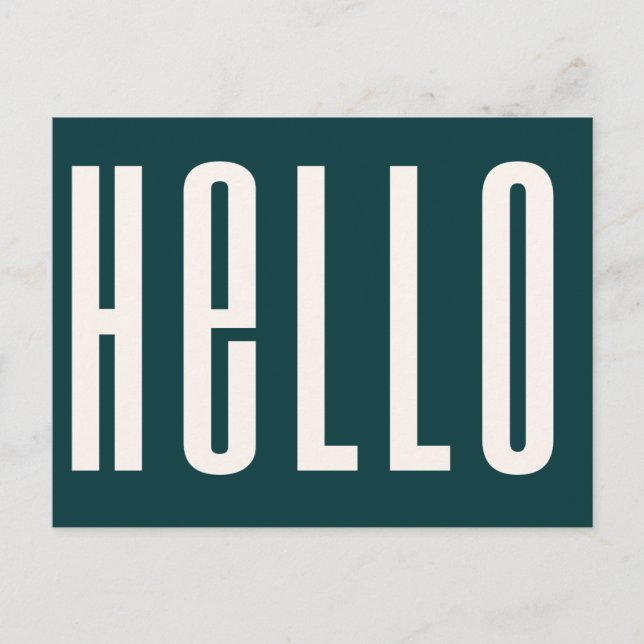 Modern Hello | Dark Green Bold Simple Minimalistis Postkarte (Vorderseite)