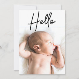 Modern Hello Foto Einführung der Baby Boy Geburt Ankündigung