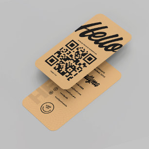 MODERN HELLO MONOGRAM LOGO BROWN ZUCKER QR CODE VISITENKARTE