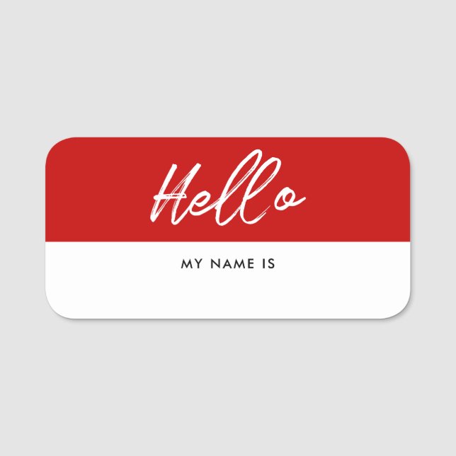 Modern Hello my name is dry erase Namensschild (Vorderseite)