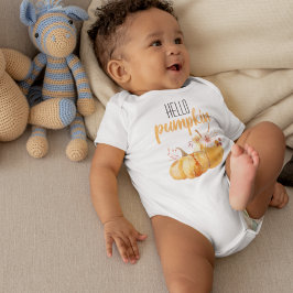 Modern Hello Pumpkin Orange Pumpkin mit Blume Baby Strampler