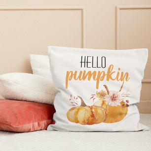 Modern Hello Pumpkin Orange Pumpkin mit Blume Kissen