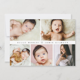 Modern Hello World Baby Foto Grid Vielen Dank Einladung