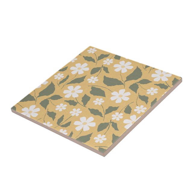 Modern Heritage Daisy Butterscotch & Grüne Floral Fliese (Seite)
