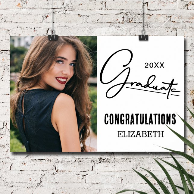 Modern Herzlichen Glückwunsch Graduate Foto Poster (Modern Congratulations Graduate Photo Poster, INSTANT DOWNLOAD and/or PRINTED)