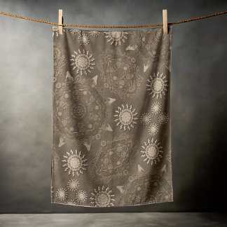 Modern Hexa sepia Golden ursidae mandala Art Strandtuch