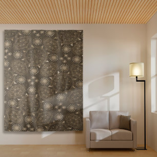 Modern Hexa sepia Golden ursidae mandala Art Wandteppich