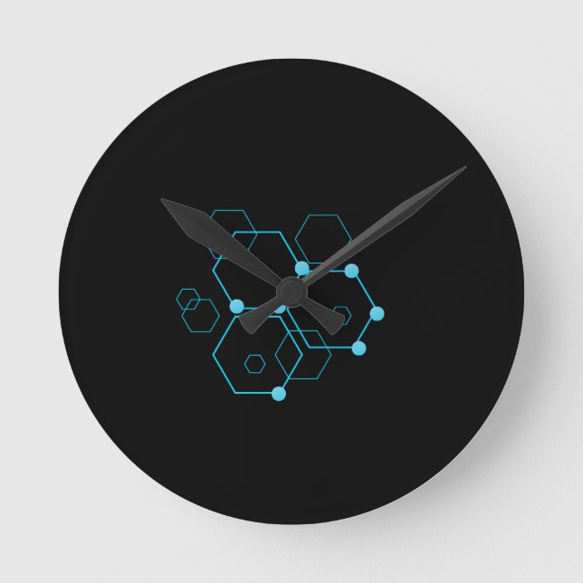 Modern Hexagon Inside Circle Wall Clock  Runde Wanduhr (Vorderseite)