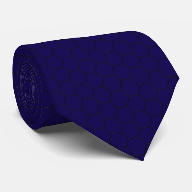 Modern Hexagonal Grid Geometric Pattern Krawatte (Gerollt)