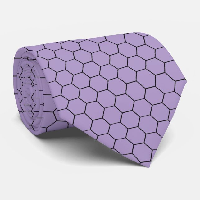 Modern Hexagonal Grid Geometric Pattern Krawatte (Gerollt)