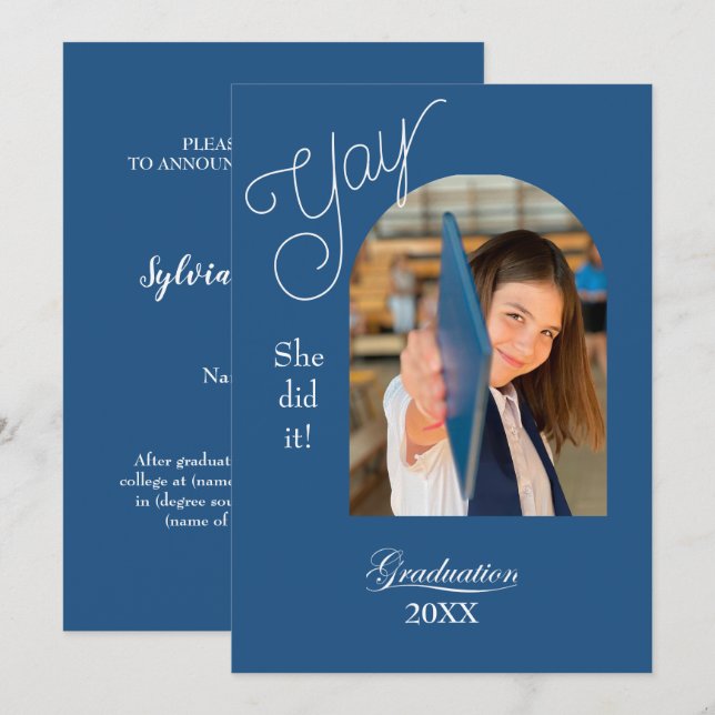Modern High School Graduation Announcement - photo Karte (Vorne/Hinten)