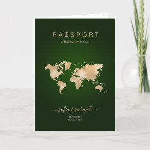 Modern Hochzeit in Urlaubsort Passport - Weltkarte Einladung
