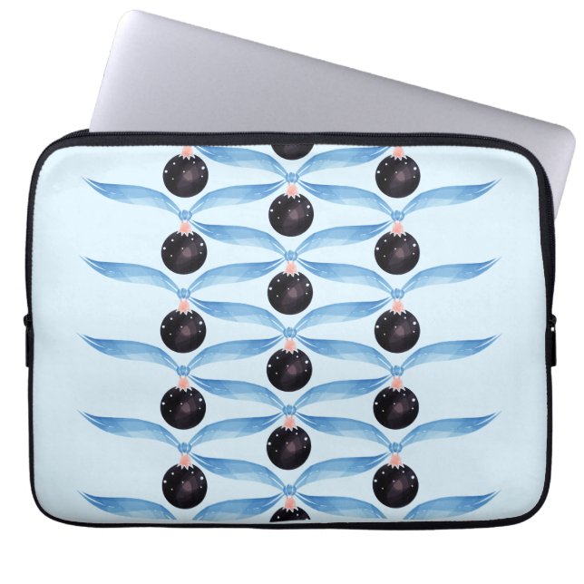 Modern Holiday Black Ornament Pattern Laptop Sleev Laptopschutzhülle (Vorderseite)