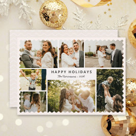 Modern Holiday Card with Photo Collage Einladung