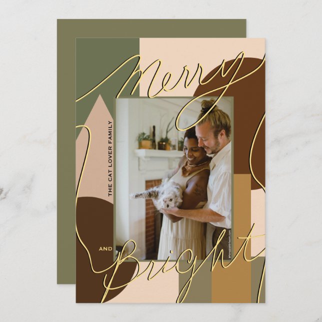 Modern Holiday Merry Bright Earth Töne Foto Geo (Vorne/Hinten)