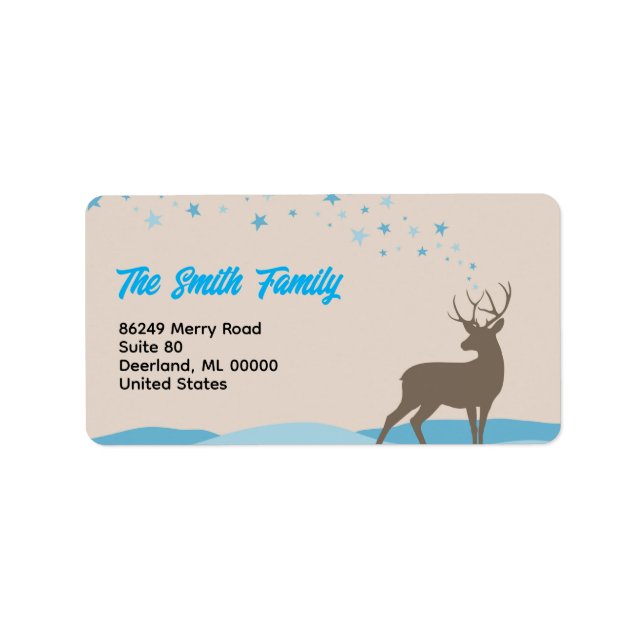Modern Holiday Return Address Label Cute Deer Adressaufkleber (Vorne)