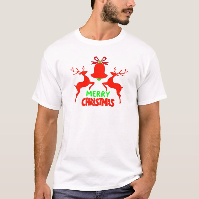 Modern Holiday Whimsical Merry Christmas T-Shirt (Vorderseite)