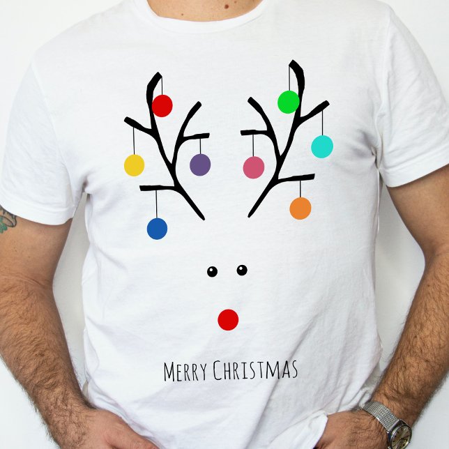 Modern Holiday Whimsical Reindeer Christmas T-Shirt (Von Creator hochgeladen)
