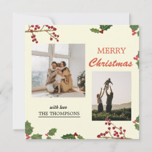 Modern Holly Berries Frohe Weihnachten 2 Foto