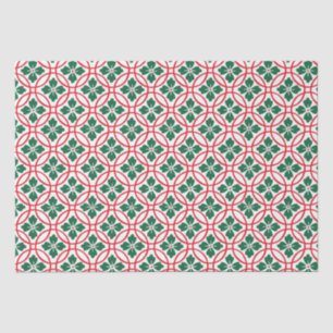 Modern Holly Red Green White Christmas Holiday Seidenpapier