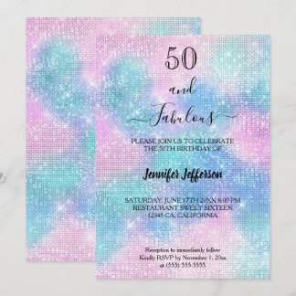 Modern holographic Birthday Invitation Einladung