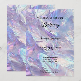 Modern holographic Birthday invitation Einladung