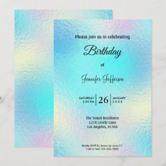 Modern holographic Birthday invitation Einladung