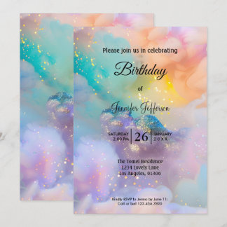Modern holographic Birthday invitation Einladung