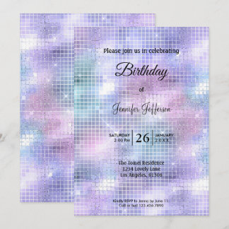 Modern holographic Birthday invitation Einladung