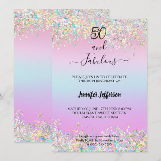 Modern holographic Birthday Invitation Einladung