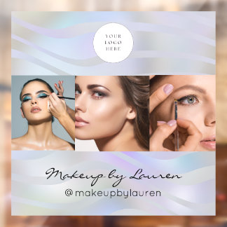 Modern Holographic Black Script Logo Photo Fensteraufkleber