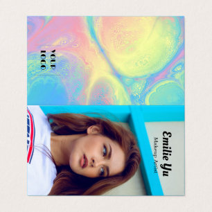 Modern Holographic Foto logo Makeup Artist Visitenkarten