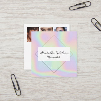 Modern Holographic Makeup Artist Pastel Quadratische Visitenkarte