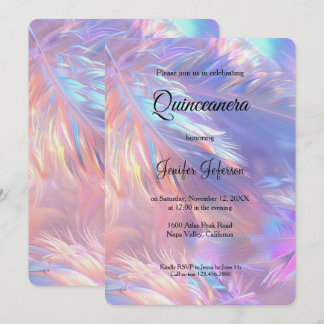 Modern holographic Quinceanera Invitation Einladung