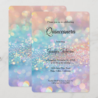Modern holographic Quinceanera Invitation Einladung