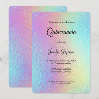 Modern holographic Quinceanera Invitation Einladung